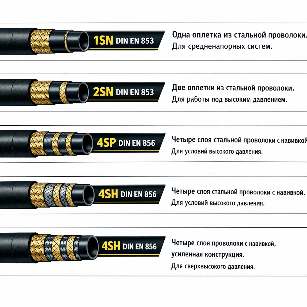 Отличия РВД 1SN, 2SN, 4SP и 4SH