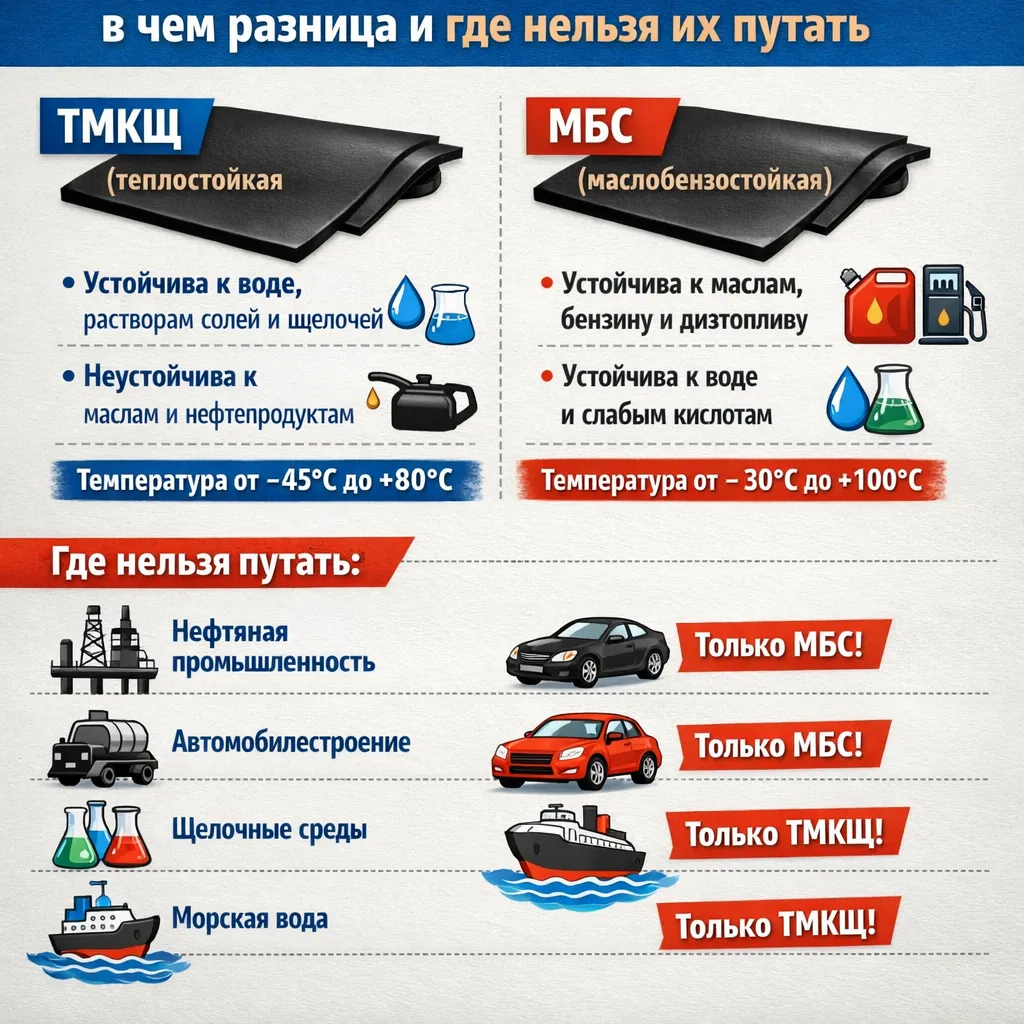 Техпластина ТМКЩ и МБС: в чем разница и где нельзя их путать.