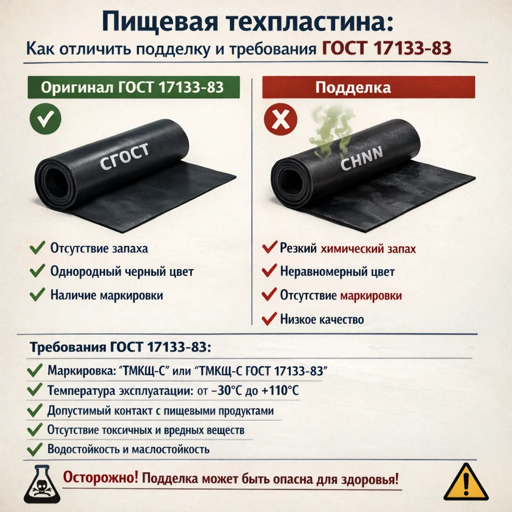 Пищевая техпластина: как отличить подделку и требования ГОСТ 17133-83.