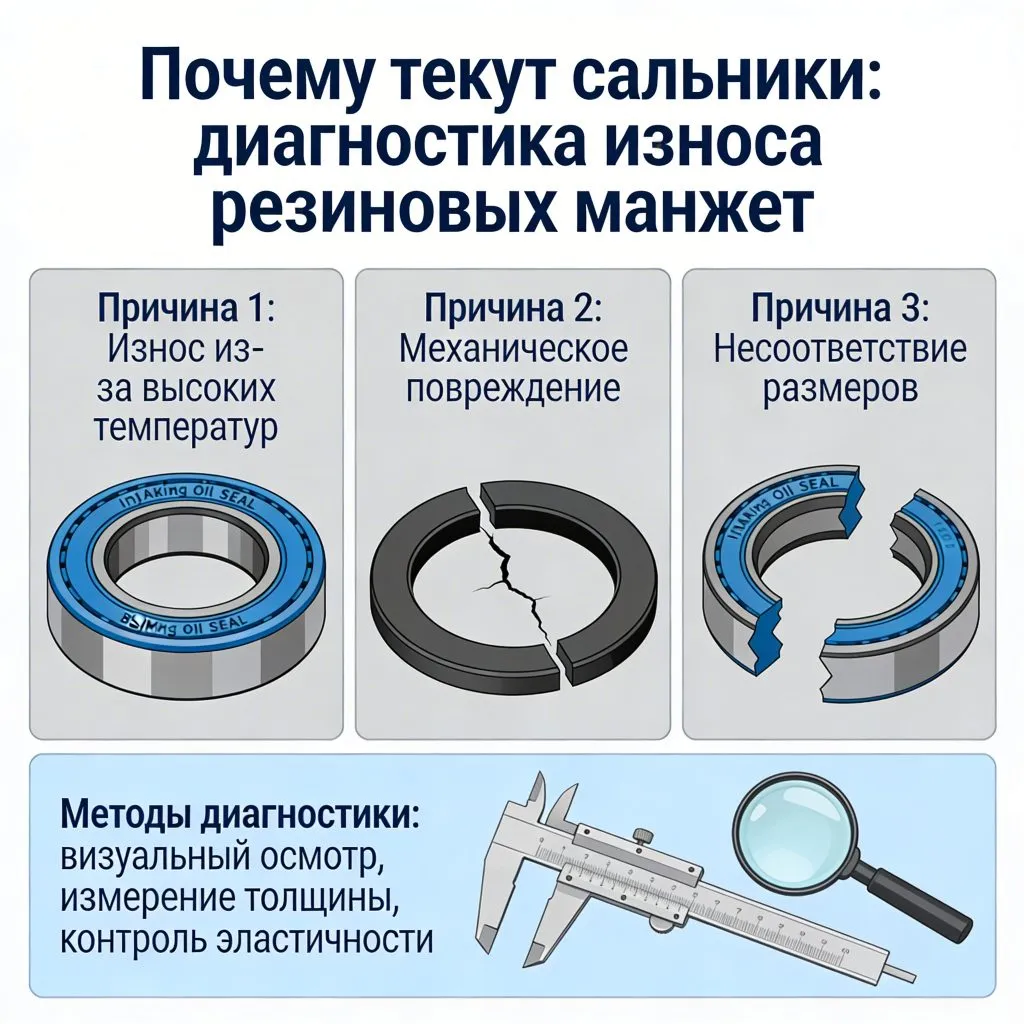 Почему текут сальники: диагностика износа резиновых манжет.