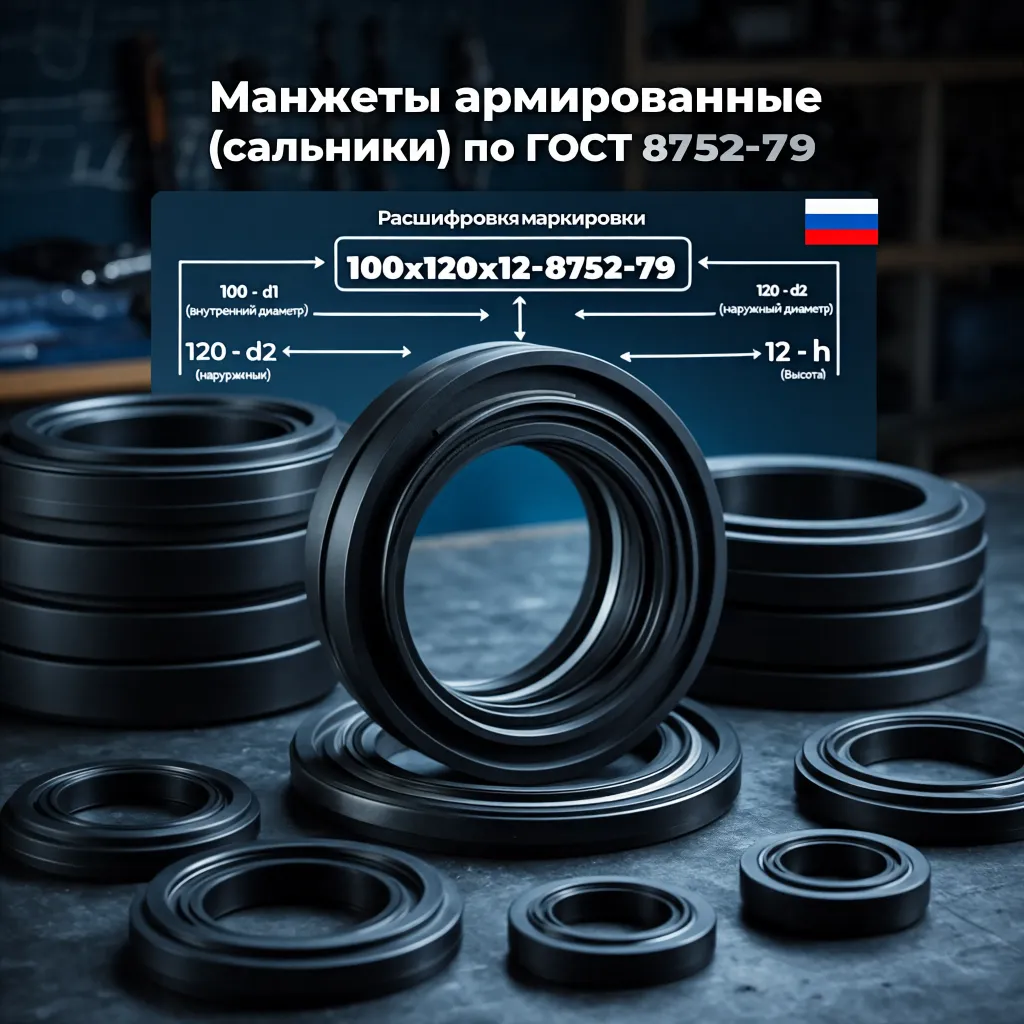 Манжеты армированные (сальники) по ГОСТ 8752-79: расшифровка маркировки.