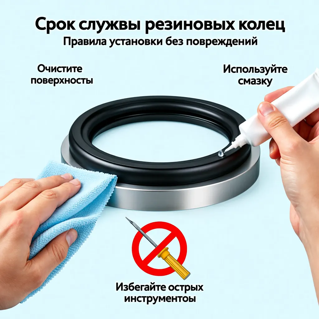Срок службы резиновых колец и правила их установки без повреждений.