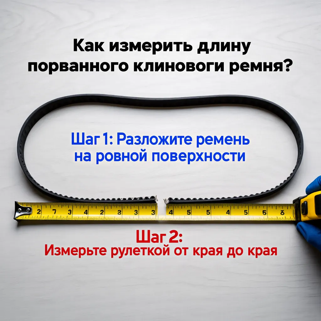 Как измерить длину порванного клинового ремня