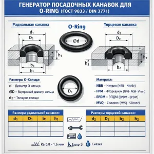 Генератор посадочных канавок под резиновые уплотнительные кольца