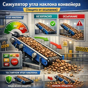 Симулятор предельного угла наклона конвейера