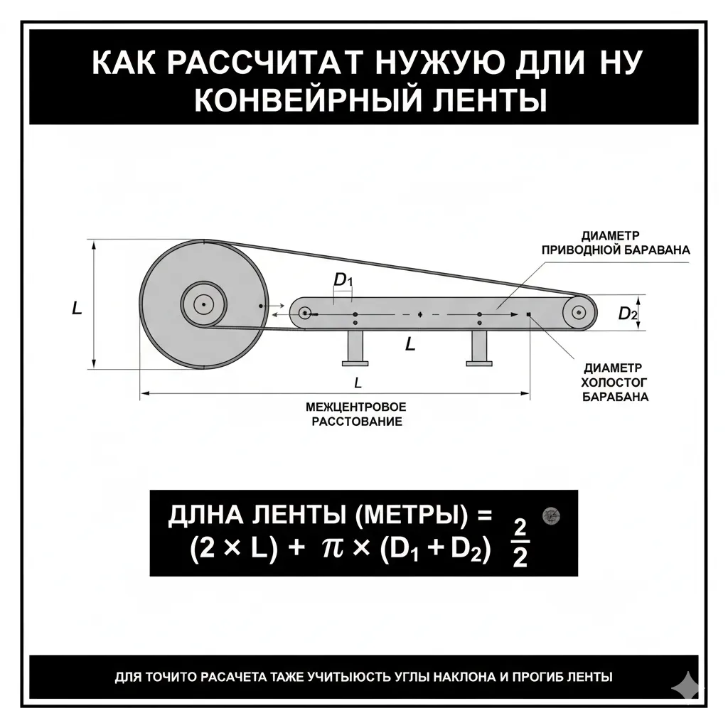Как рассчитать нужную длину конвейерной ленты для транспортера.